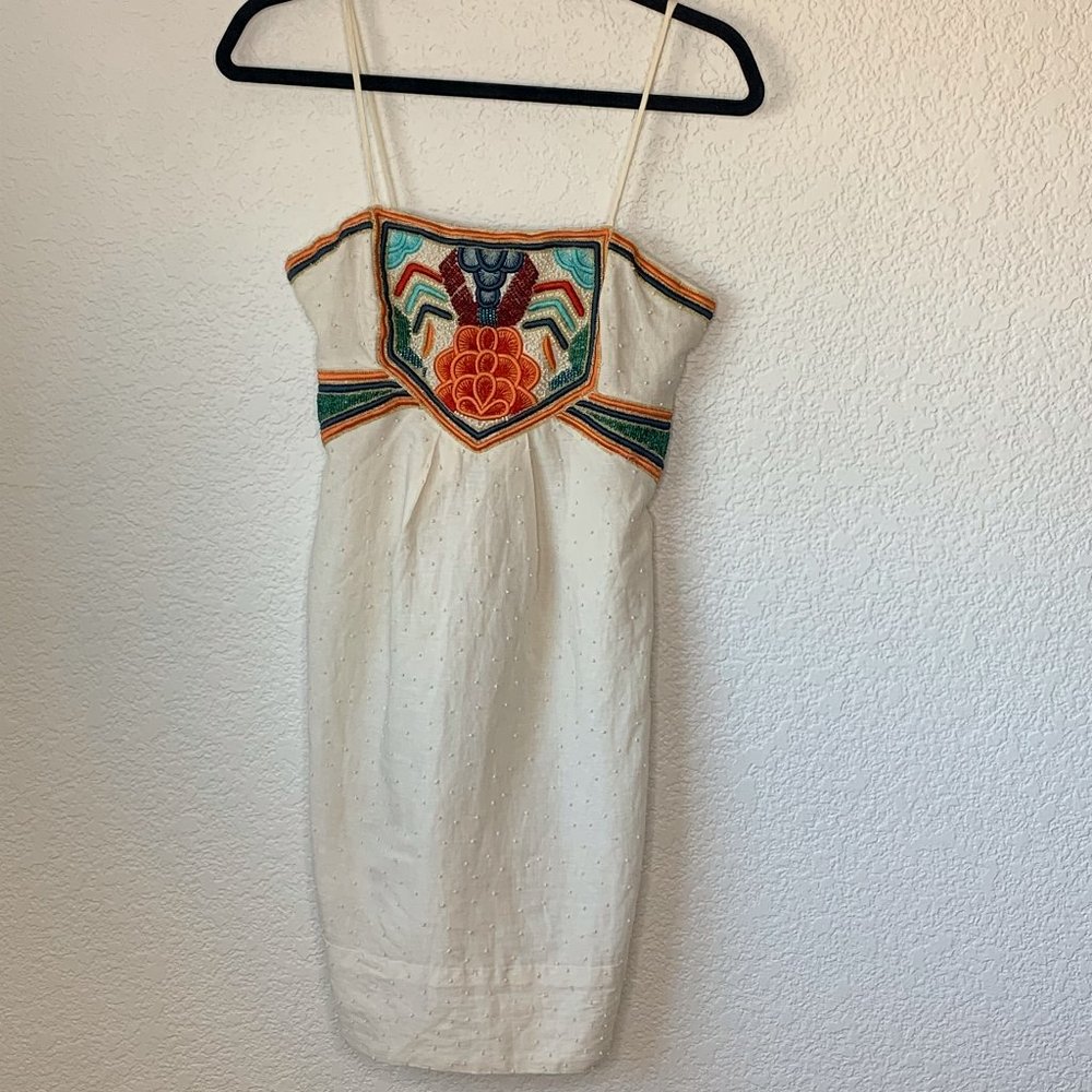 French Connection Mini Beaded Ivory Dress Sz 6
